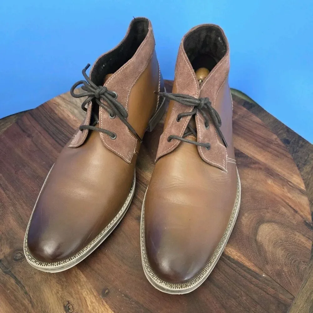 STACY ADAMS Cagney Boot Men's 11M Leather Cognac Tan # 24907-236